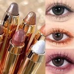 Double-ended Highlighter Eyeshadow Pen Glitter & Pearl Waterproof Eye Shadow Stick Long-lasting Smudge-proof Makeup Perfect For
