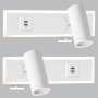 Bright Star Lighting - Twin Set Of Bedside Wall Lamps With USB Port - Matt White