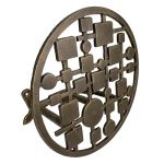 Zeckos Mid-century Modern Cast Iron Circles & Squares Hose Holder Bronze Finish Wall-mounted Weather Resistant Durable Outdoor S