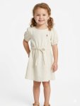 Polo Girls Cally Blousen Sleeve Dress In Natural - Natural 13 To 14 Years