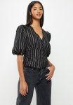 V-neck Short Sleeve Shirt - Black