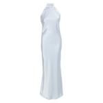 Blue Halter Satin Dress