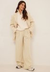 Box Pleat Suit Pants - Beige