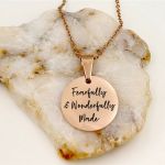 Personalized Round Disc Necklace - Rose Gold Plated Stainless Steel