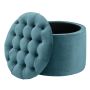 Baroque Tufted Lid Round Ottoman With Storage Teal