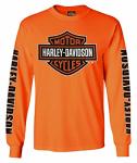 Harley-davidson Men's Bar & Shield Long Sleeve Crew-neck Tee Safety Orange XL