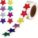 500PCS Star Stickers 2.54 Cm Rainbow Star Stickers For Students Reward Charts Foil Star Stickers Incentive Stickers Behavior Cha
