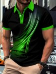 Men's Fashion Geometric Pattern Print Shirt Casual Short Sleeve Golf Shirt Comfort Fit For Summer Sport & Casual Outings