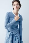 Ribbed Modal-blend Top - Dusty Blue
