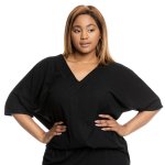 Donnay Plus Size Casual Dolman V-neck - Black