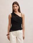 Morgan Draped Shoulder Top - 16 Black