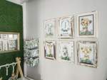 Modern Nappy Or Toy Stacker With Wooden Frame Monster Leaf Print