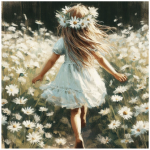 Stretched Canvas Daisy Girl