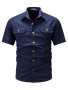 Men's Casual Cargo Cotton Shirt Beach Travel Top Fashionable Short Sleeve Summer Wear For Beach Outdoor Holiday