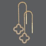 Clover Gold Diamond Thread Earrings