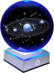 Zs - 8CM 3D Crystal Ball With Colour Changing Light Up Base - Galaxy