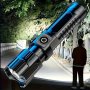 LED Flashlight With Super Bright Long-range Illumination Retractable Design USB Rechargeable Flashlight Portable Outdoor Torch For Camping & Hiking With Hidden USB Charging Port