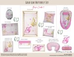 Cot Duvet Bedding Gold Leaf Butterfly Set
