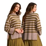 Olive Stone Funnel Neck Knit Jersey