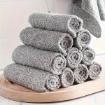 5 10PCS Bamboo Charcoal Kitchen Dishcloth House Cleaning Soft Fiber Rag Kitchen Supplies Thickened Absorbent And Oil-removing Ra