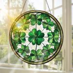Pavemlo St. Patrick's Day Suncatcher Indoor Stained Glass Window Hanging - Outdoor Window Hanging Decoration - Sun Catcher Home