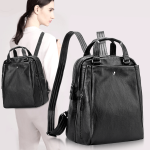 Ladies Pu Leather Anti-theft Backpack Professional - F9078 - Black
