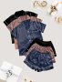 3 Sets Solid Satin Pajama Set Casual Short Sleeve Buttons Lapel Top & Elastic Shorts Women's Sleepwear