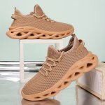 Men's Solid Color Woven Blade Type Shoes Shock Absorption Breathable Comfy Sneakers For Outdoor Running Workout Spring And Summe