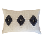 Zulu Pattern 3 Punch Needle Scatter Cover - 60CM X 40CM Charcoal On Oatmeal Fabric