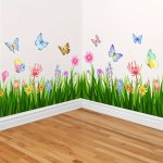 A Set Of 2 Sheets 30 90CM 2PCS Plant Flower Butterfly Kick Line Wall Stickers Background Wall Room Decoration Wall Stickers Self