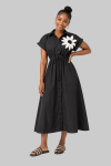 Sleeved Midi Dress - Black 2XL