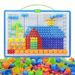 296PCS Creative Diy Mushroom Nails Building Blocks Game Set Plastic Material Family Interactive Educational Colorful Puzzle Chri
