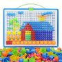 296PCS Creative Diy Mushroom Nails Building Blocks Game Set Plastic Material Family Interactive Educational Colorful Puzzle Christmas Halloween Gift