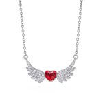 Cde 925 Sterling Silver Angel Wing Necklace With Swarovski Crystals