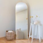 Arched Full Length Floor Mirror With Gold Frame