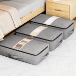 1PC Under The Bed Storage Bag With Transparent Window With Handle Large Capacity For Storing Clothes Quilts Blankets