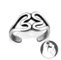 C180-29407 925 Sterling Silver Double Heart Adjustable Toe Ring