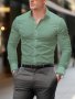 Men's Solid Color Lapel Collar Design Dress Shirts Long Sleeve Casual Button Up Shirt For Formal Occasions