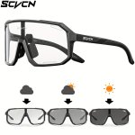 Scvcn Cycling Glasses Photochromic Sports Glasses 1 Lens Classic Racing Bicycle Glasses Riding Driving Fishing Running Golf Beac