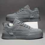 Men's Vintage Solid Colour Low Top Skateboard Shoes Comfy Non Slip Lace Up Breathable Sneakers For Men's Outdoor Activities