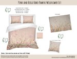 Kids Duvet Set Pink And Beige Boho Pampas Wildflower