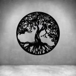 Tree Of Life In Circle - Rust Coat L 420 X H 420MM