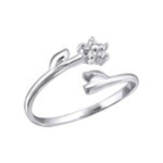C1095-C21267 - 925 Sterling Silver Cz Flower TOE RING Adjustable Size