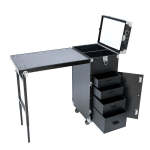 Rolling Manicure Foldable Table Workstation Desk With 4 Drawers And Mirror Y265 Black