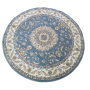 160 X 160CM Round Turkey Blue/beige Machine Made Rug