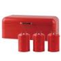 4 Piece Retro Breadbin And Canister Tin Set Combo - Includes Breadbin And Matching Sugar Coffee Tea Canister Tins Colour Red Retail Box