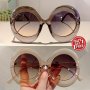 2PCS Women Oversize Glasses Round Full Frame Anti Glare Shades Fashion Gradient Lens Glass