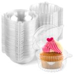 Zezzxu 50 Pack Individual Cupcake Containers Clear Plastic Cupcake Holders With Dome Lids Single Cupcake Carriers For Cupcakes H