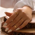10PCS Elegant Golden Round Rings Set For Women Metal Punk Hip Hop Style Fashion Cross & Twisted Joint Rings Minimalist Style Jew
