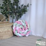 Cot Bumper Braided 3 Strand Pink Green And Butterfly